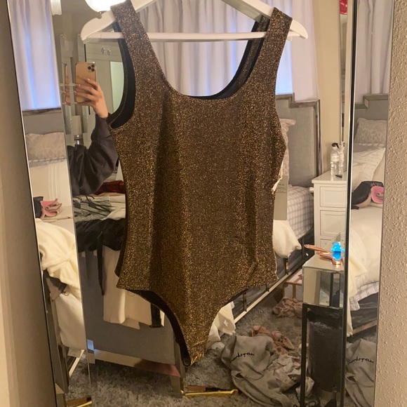Tops Shiny Gold Bodysuit Stretchy And Comfy Poshmark